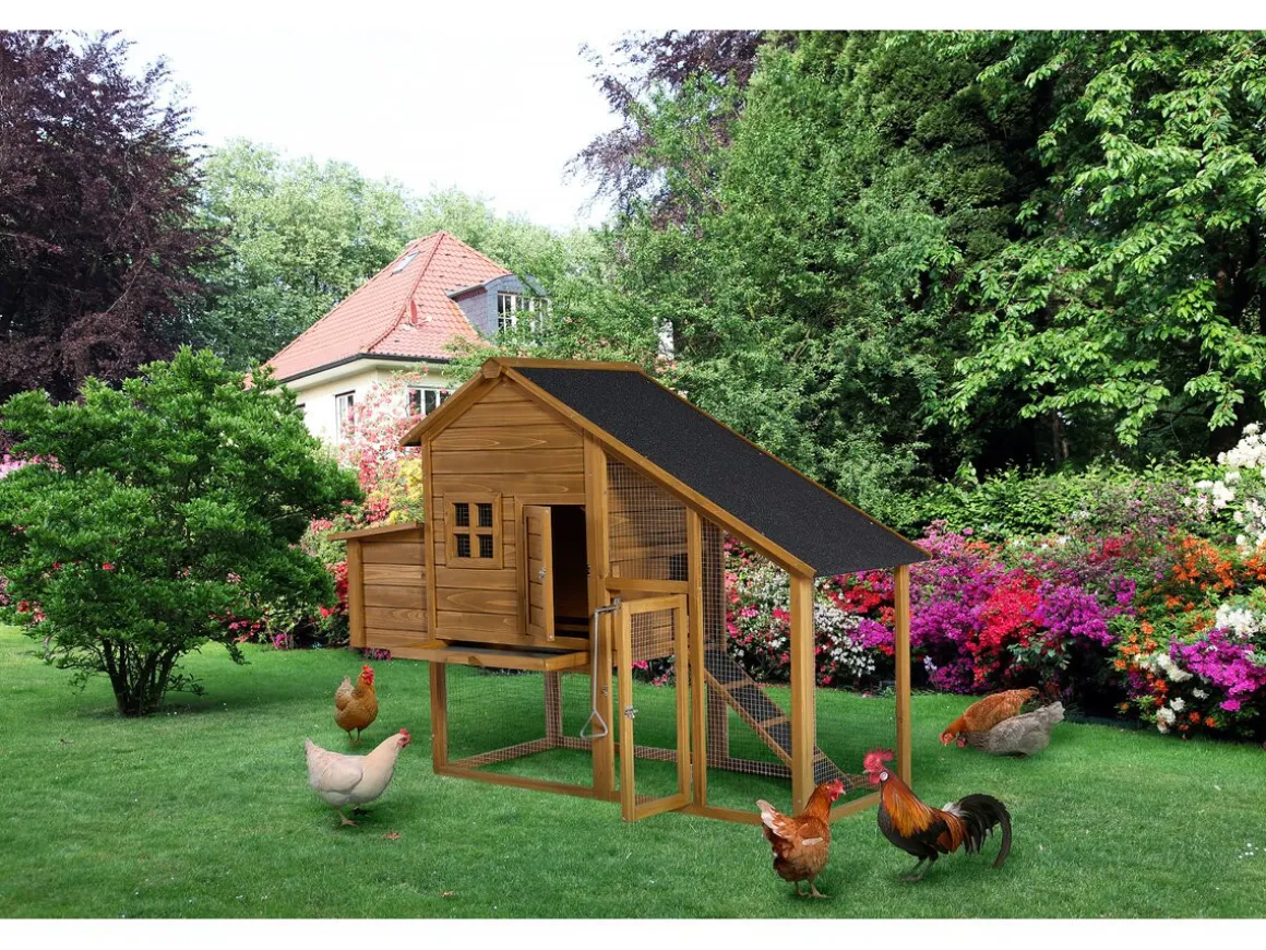 Poulailler "Princesse" avec pondoir en bois - 4 poules - Marron