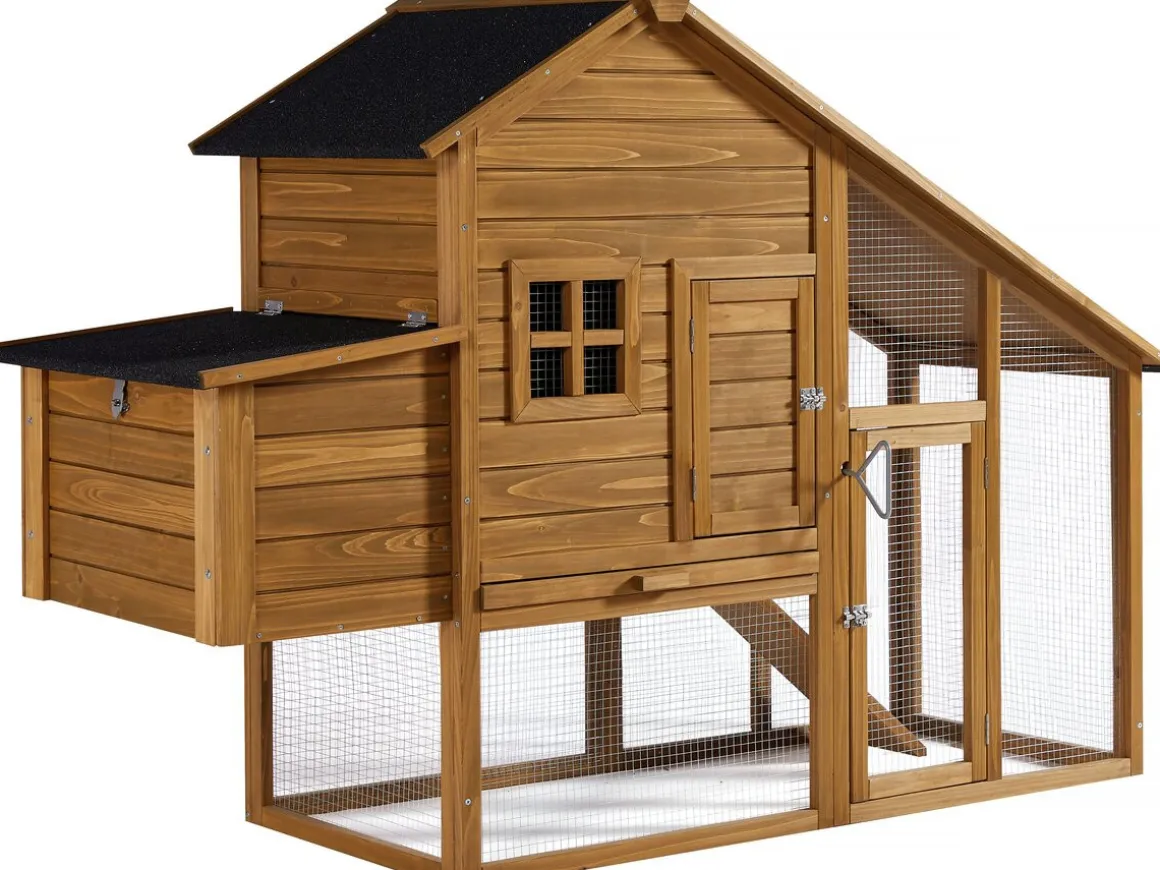 Poulailler "Princesse" avec pondoir en bois - 4 poules - Marron