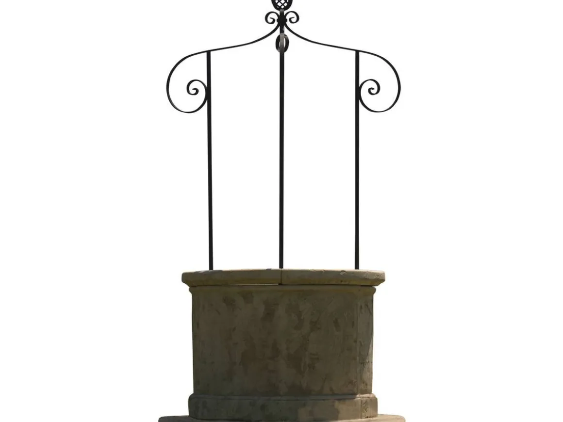 Puits de jardin - diamètre 120 x 210 cm - Hauteur du corps en pierre : 78 cm - Diamètre intérieur 77 cm