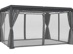 Rideau + moustiquaire pour pergola bioclimatique "Howard" - 3 x 4 m - Gris