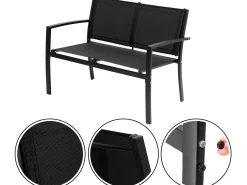 Salon de jardin bas "Lino" - 4 places - Noir