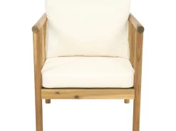 Salon de jardin en bois avec coussins inclus "Milano" - 4 places - Beige