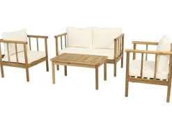 Salon de jardin en bois avec coussins inclus 