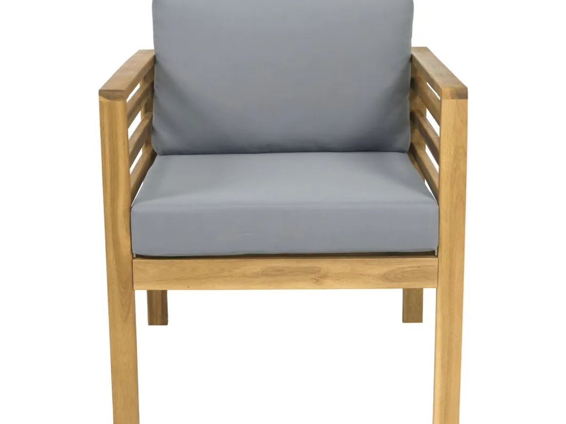 Salon de jardin en bois avec coussins "Beckham" - 4 places - Gris