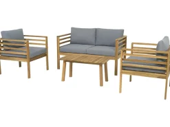 Salon de jardin en bois avec coussins