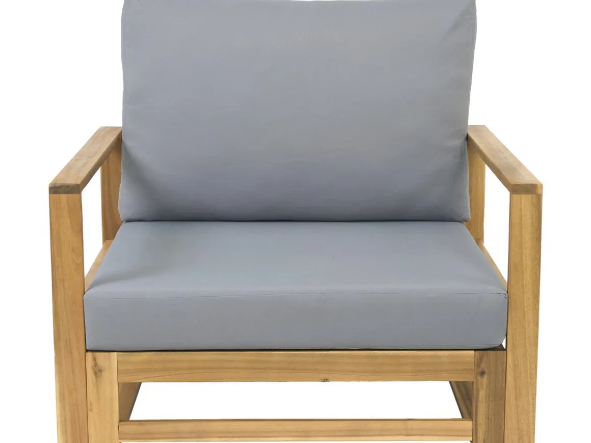 Salon de jardin en bois d'acacia avec coussins "Bellingham" - 5 places - Gris