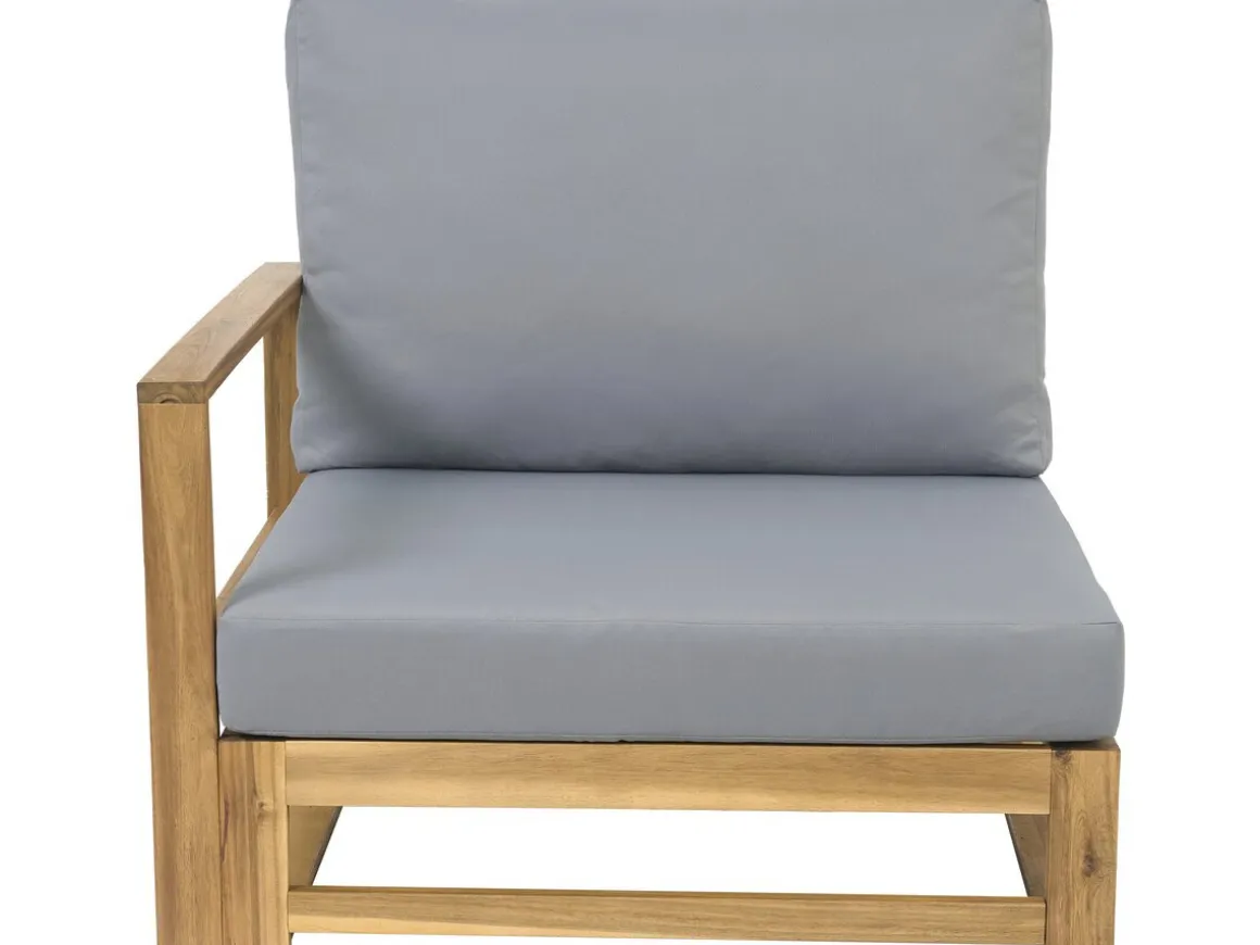 Salon de jardin en bois d'acacia avec coussins "Bellingham" - 5 places - Gris