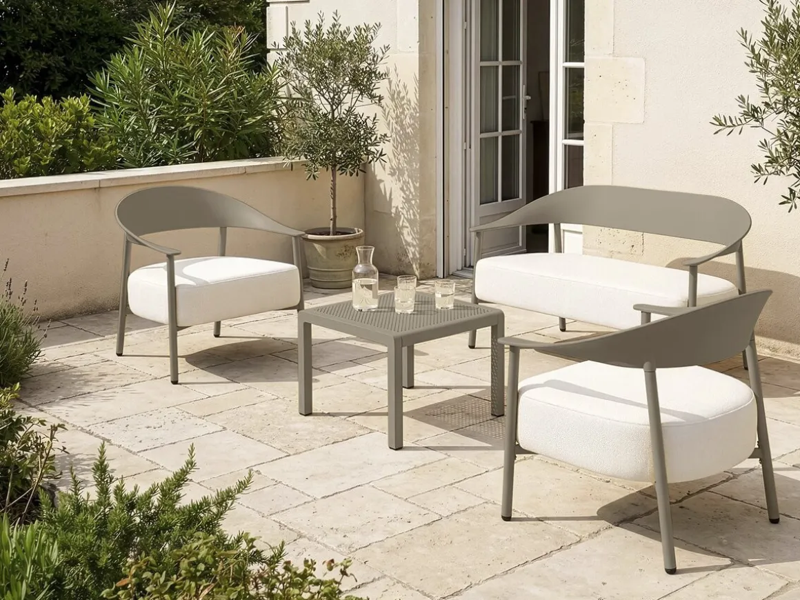 Salon de jardin en métal et plastique "Céora" - 4 places - Taupe