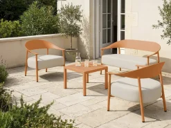 Salon de jardin en métal et plastique "Céora" - 4 places - Orange