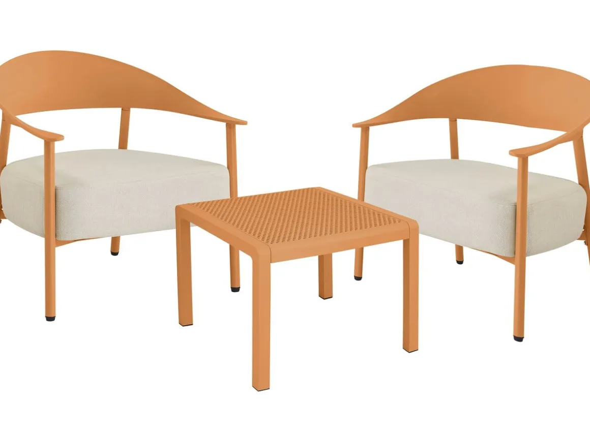 Salon de jardin en métal et plastique "Céora" - 2 places - Orange