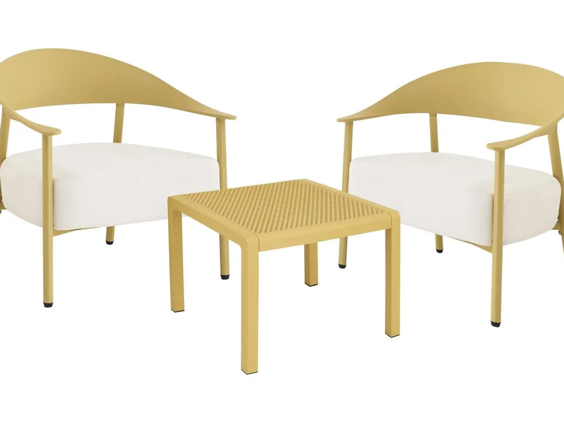 Salon de jardin en métal et plastique "Céora" - 2 places - Jaune