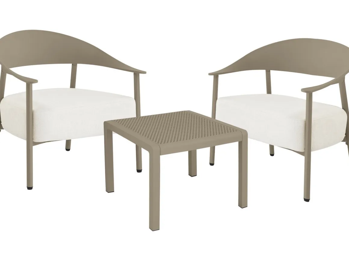 Salon de jardin en métal et plastique "Céora" - 2 places - Taupe