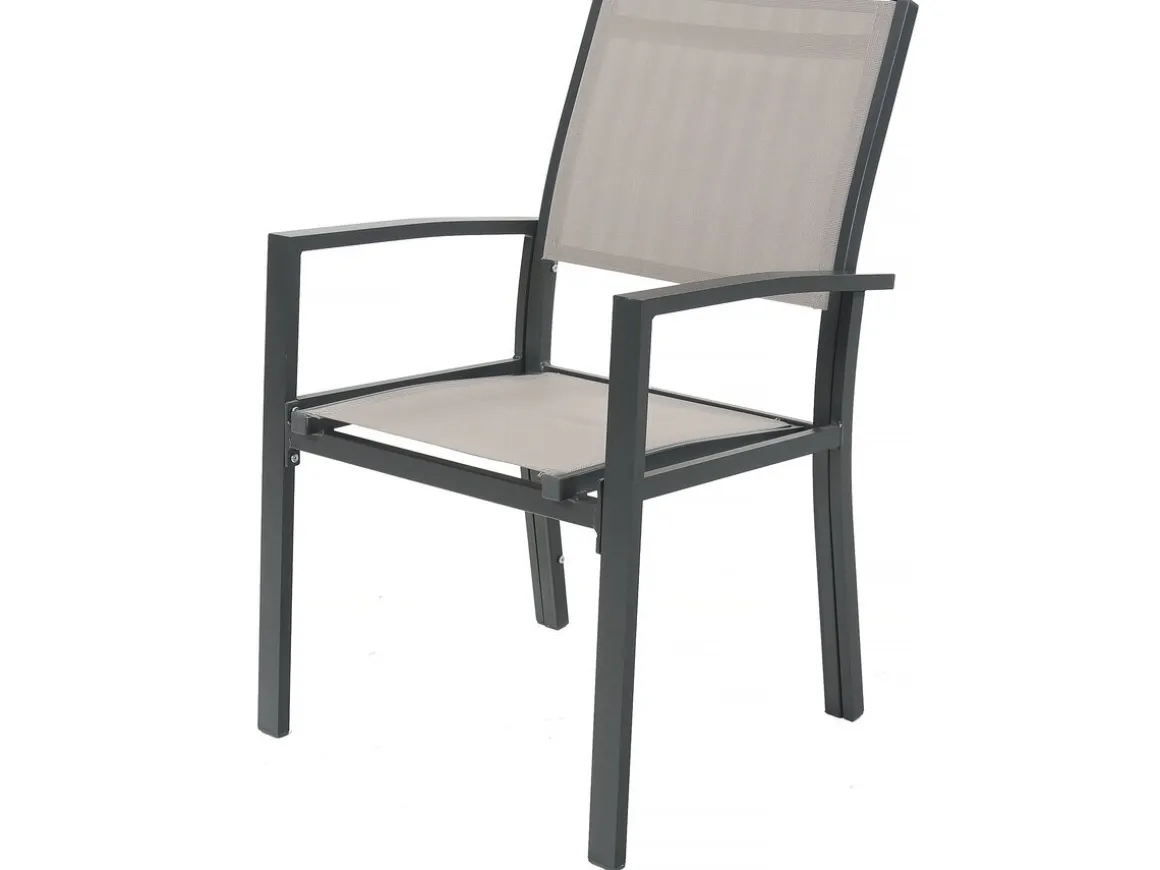 Salon de jardin repas extensible "Lagos" - 200/320 x 105 x 76 cm - 12 chaises - Taupe