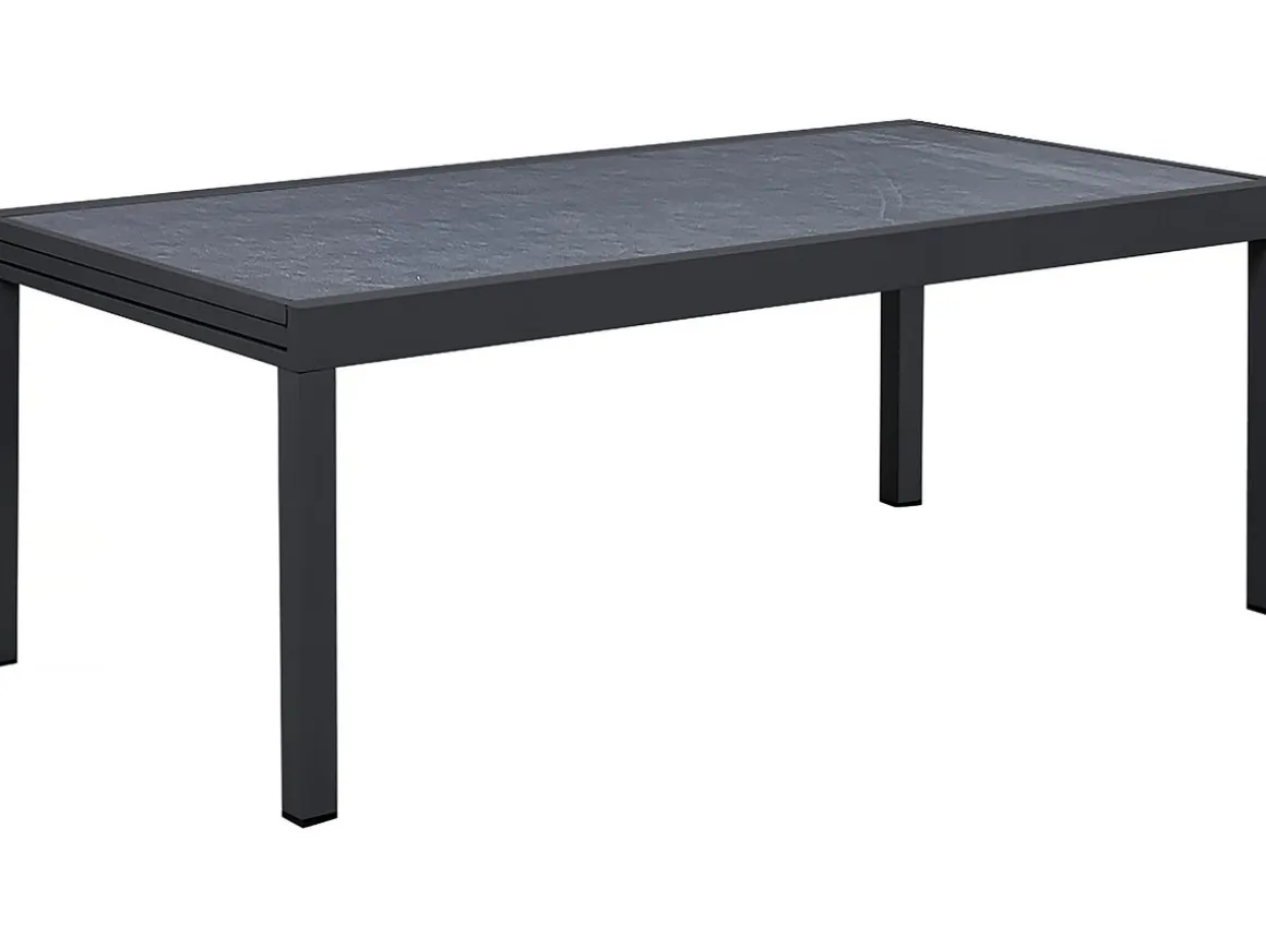 Salon de jardin repas extensible "Lagos" - 200/320 x 105 x 76 cm - 12 chaises - Taupe