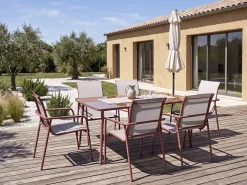 Salon de jardin repas métal "Malaga" - 7 places - Terracotta