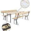 Salon de jardin set brasserie en bois avec dossier "Lisbonne" - 220 cm - Marron