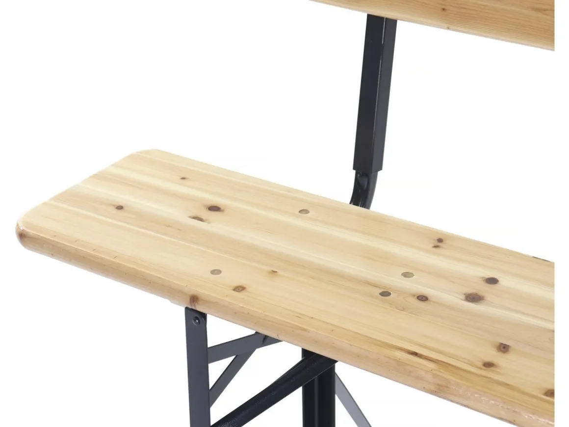 Salon de jardin set brasserie en bois avec dossier "Lisbonne" - 220 cm - Marron