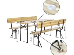 Salon de jardin set brasserie en bois avec dossier "Lisbonne" - 180 cm - Marron