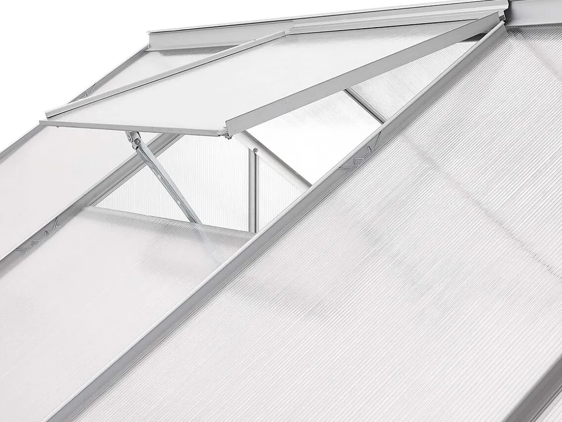 Serre jardin en polycarbonate 430 x 190 x 195 cm "Basilic" - 8,17 m² - Gris