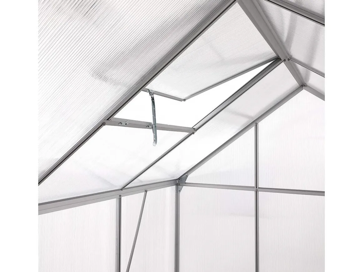 Serre jardin polycarbonate 310 x 190 x 195 cm "Basilic" - 5,89 m² - Gris