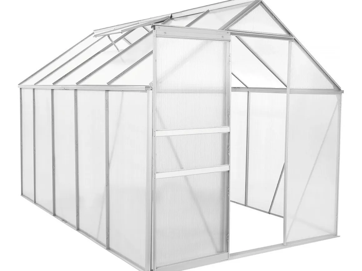 Serre jardin polycarbonate 310 x 190 x 195 cm "Basilic" - 5,89 m² - Gris