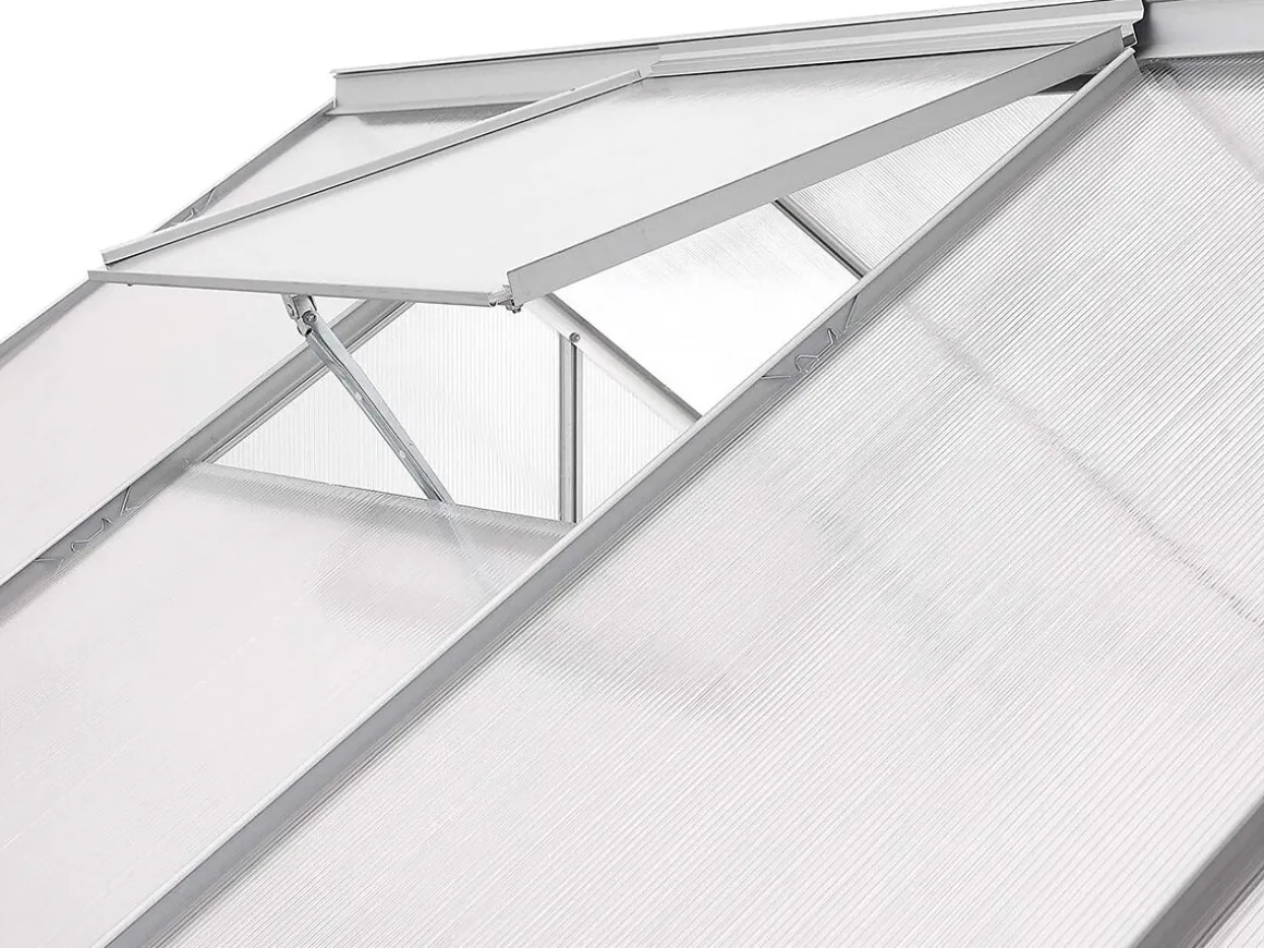 Serre jardin polycarbonate 310 x 190 x 195 cm "Basilic" - 5,89 m² - Gris