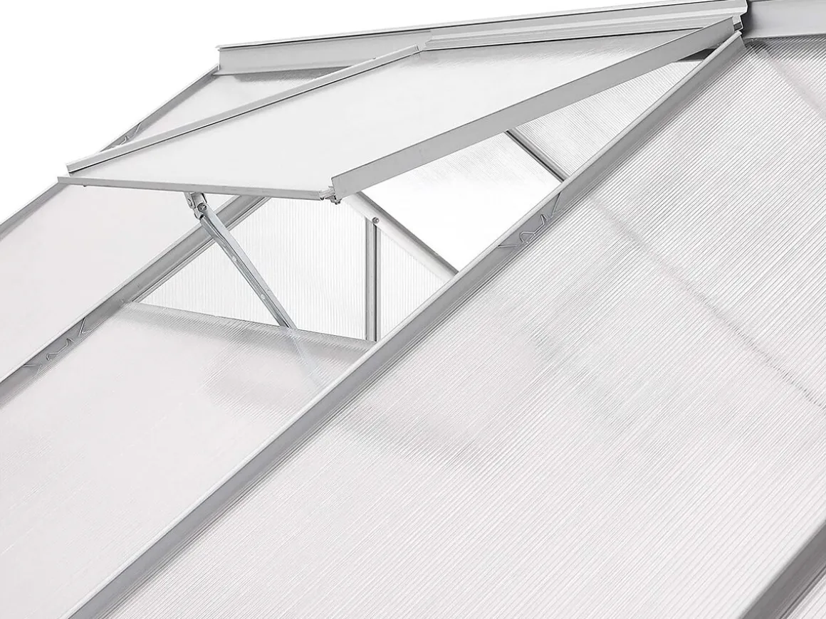 Serre jardin polycarbonate 190 x 190 x 195 cm "Basilic" - 3,61 m² - Gris