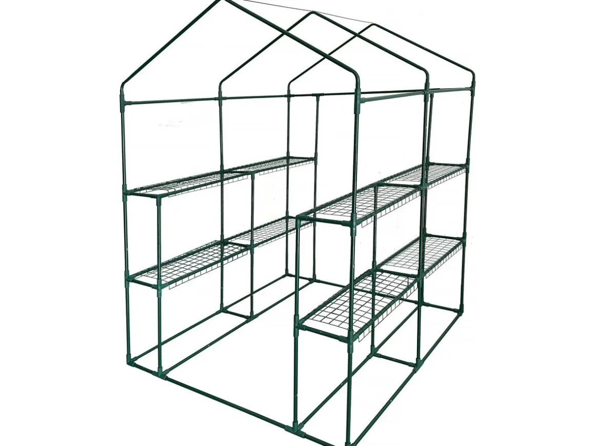 Serre tomates de jardin avec étagères "Lys" - 2.04 m² - 130g - Vert