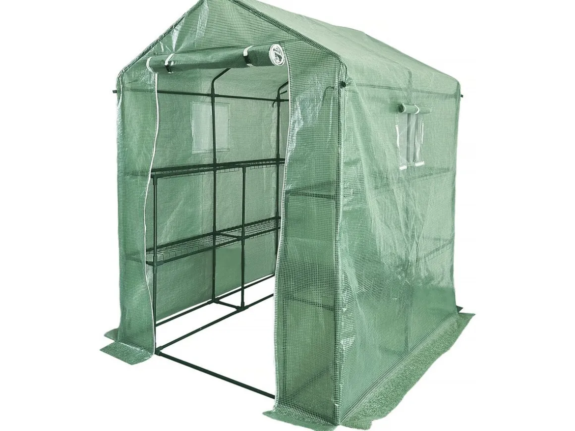 Serre tomates de jardin avec étagères "Lys" - 2.04 m² - 130g - Vert