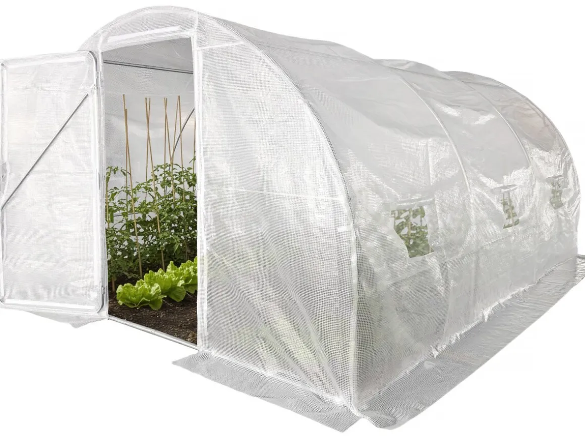 Serre tunelle de jardin avec porte 4 x 3 m "Mimosa" - 12 m² - 180g - Blanc
