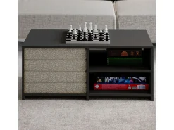 Set de table basse en bois "Gord" - 90 x 45 x 44.1 cm - Anthracite