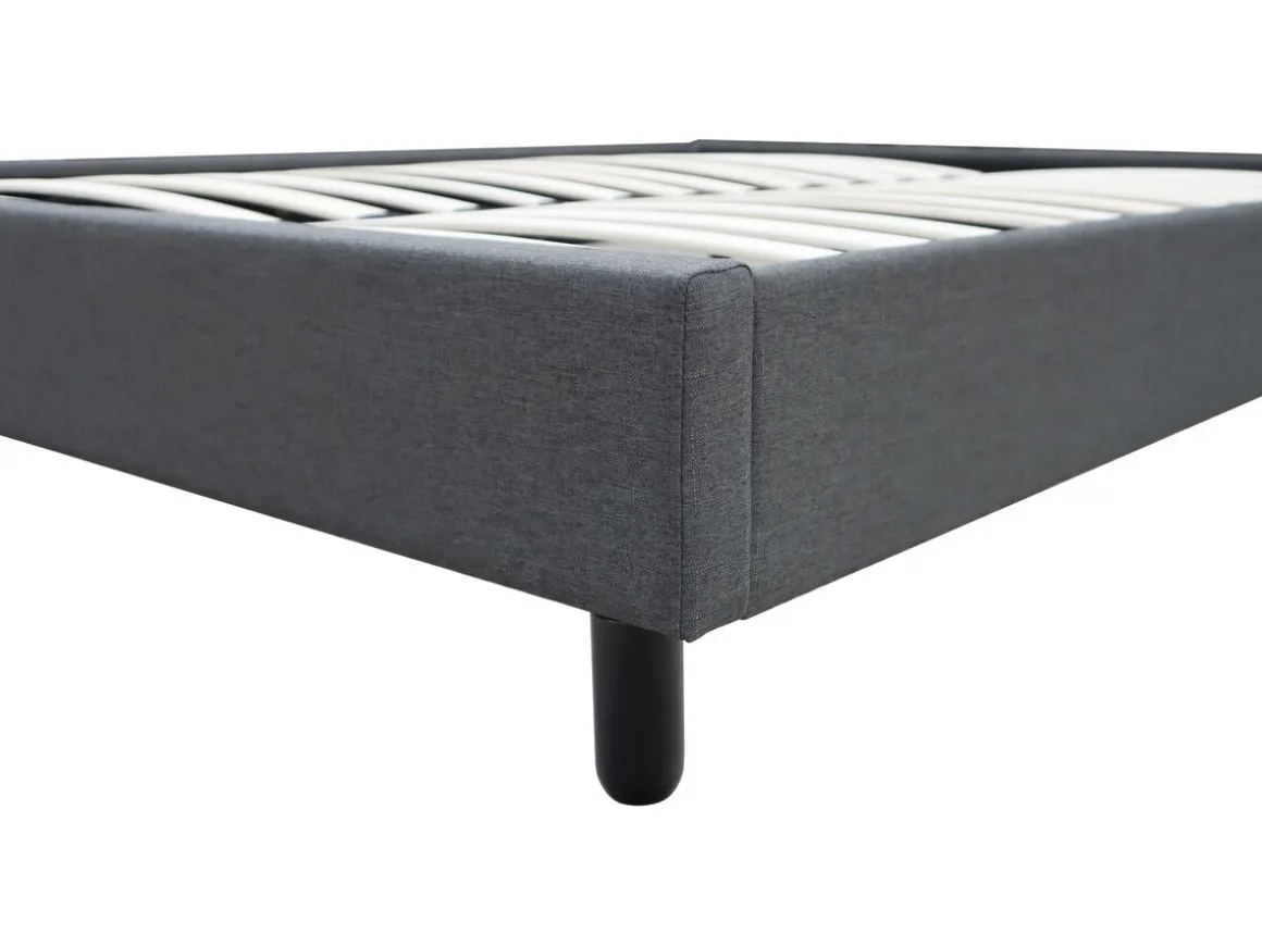 Sommier "Andy" en tissu - 140 x 190cm - Gris anthracite