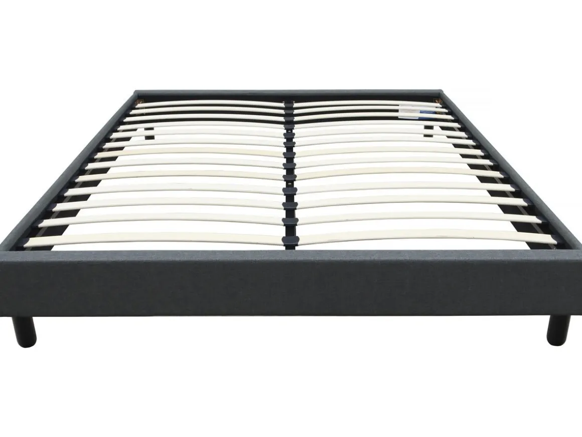 Sommier "Andy" en tissu - 140 x 190cm - Gris anthracite