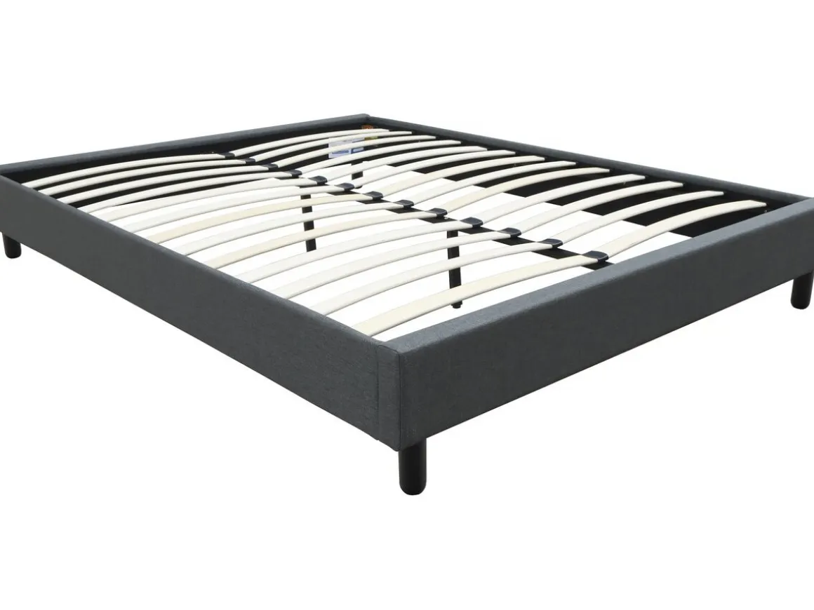 Sommier "Andy" en tissu - 140 x 190cm - Gris anthracite