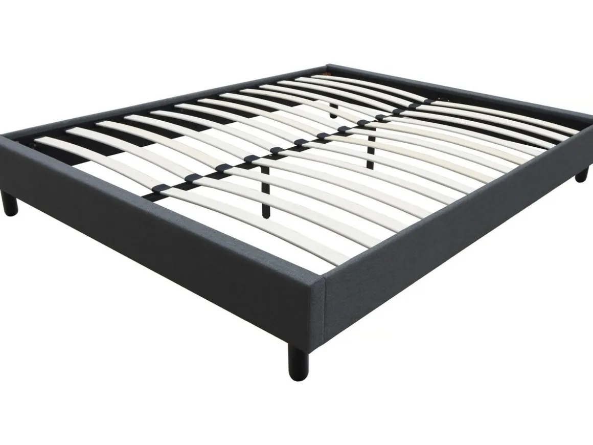 Sommier "Andy" en tissu - 140 x 190cm - Gris anthracite