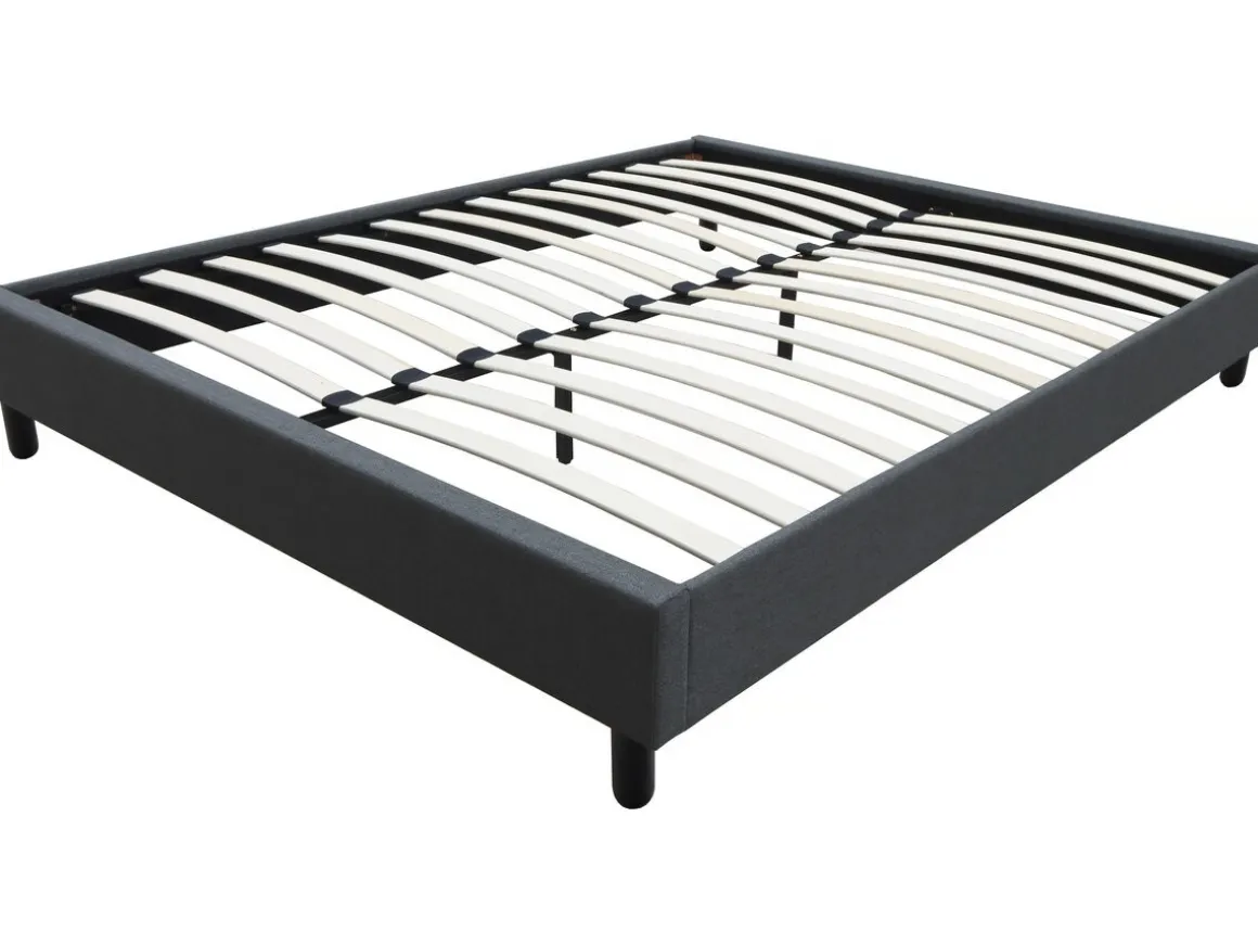 Sommier "Andy" en tissu - 160 x 200 cm - Gris anthracite