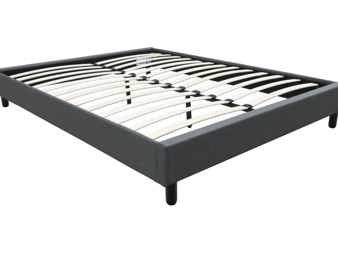 Sommier "Andy" en tissu - 160 x 200 cm - Gris anthracite