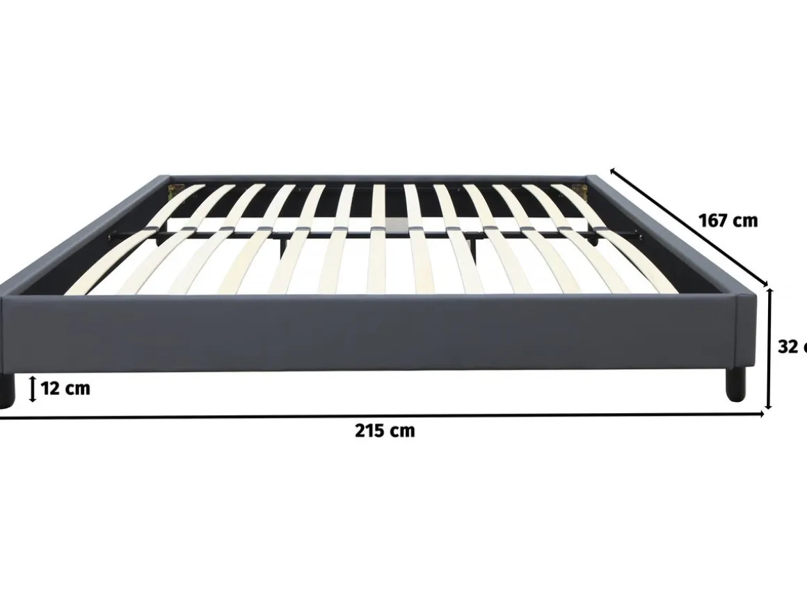 Sommier "Andy" - 160 x 200 cm - PVC - Gris anthracite