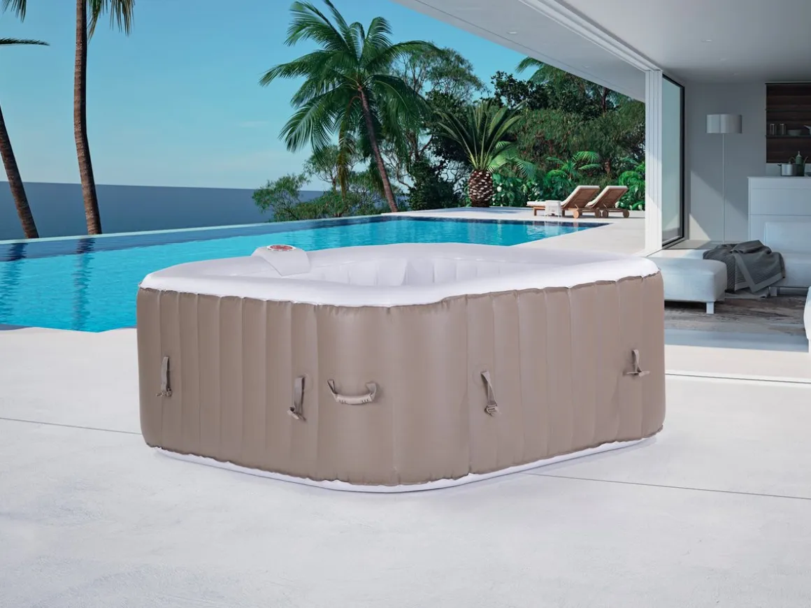 SPA GONFLABLE MONAC EN PVC - 6 PLACES - TAUPE/CREME