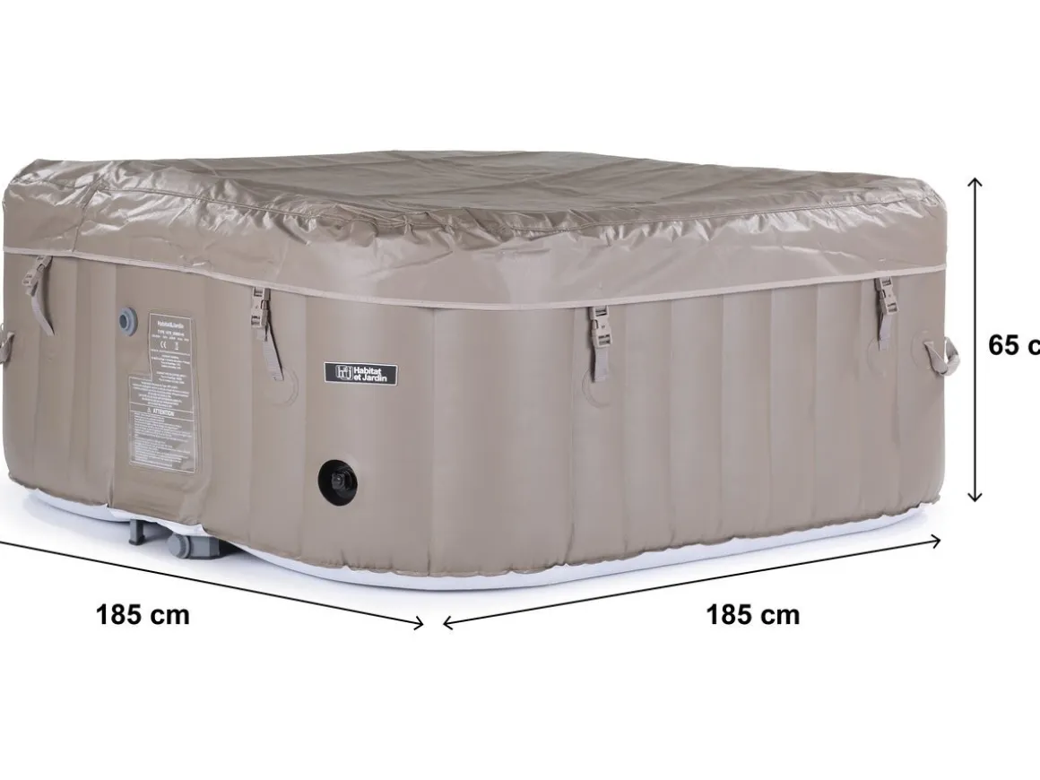 SPA GONFLABLE MONAC EN PVC - 6 PLACES - TAUPE/CREME
