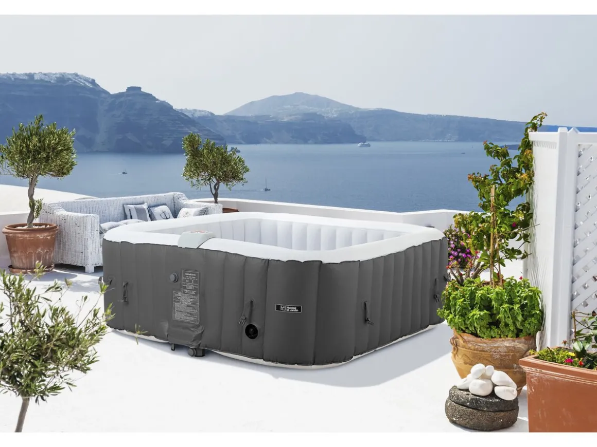 Spa gonflable "RIVIERA" en PVC - 6 places - Gris/blanc