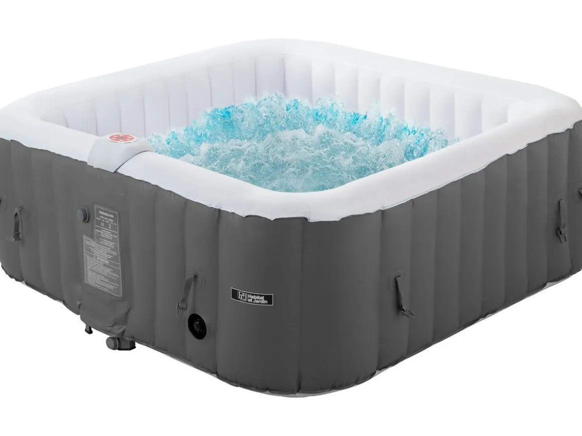 Spa gonflable "RIVIERA" en PVC - 6 places - Gris/blanc