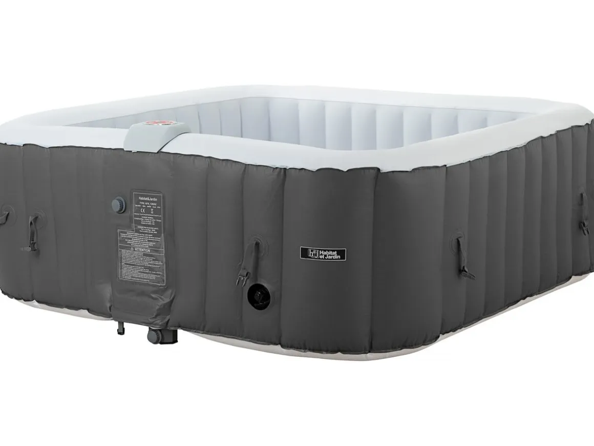 Spa gonflable "RIVIERA" en PVC - 6 places - Gris/blanc