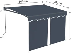 Store banne avec lambrequin en aluminium 2 x 3 m