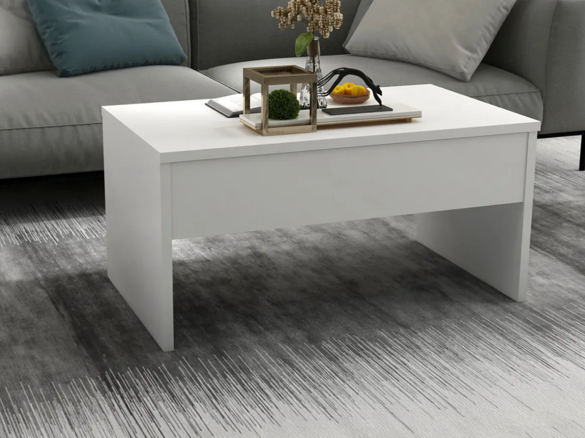 Table basse avec coffre de rangement en bois "Akilli" - 90 x 52 x 45 cm - Blanc