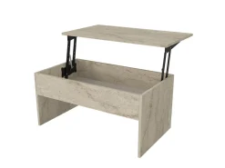 Table basse avec coffre de rangement en bois "Akilli" - 90 x 45 x 52 cm - Travertin