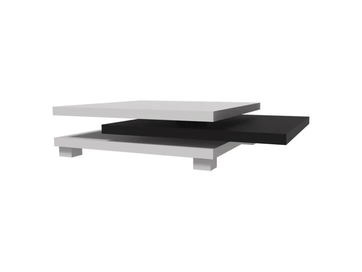 Table basse "Elena" - 80 x 80 x 32 cm - Blanc / Noir