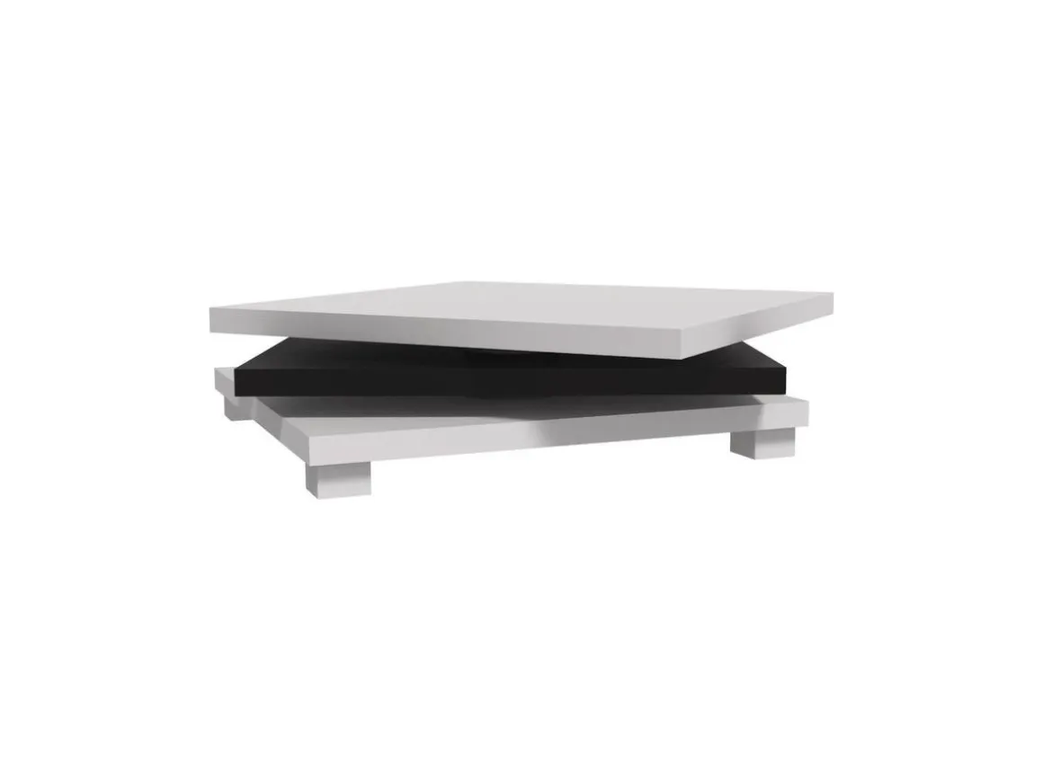Table basse "Elena" - 80 x 80 x 32 cm - Blanc / Noir