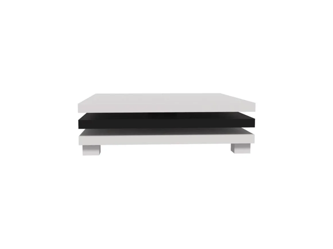 Table basse "Elena" - 80 x 80 x 32 cm - Blanc / Noir