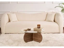 Table basse en bois "Aeris" - 75 x 75 x 35 cm - NoyerTransparent